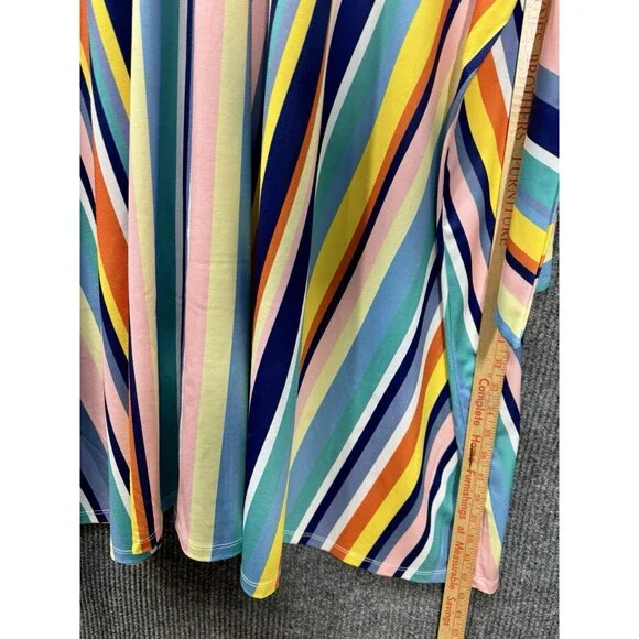 Eloquii Stripe Wrap Tie Maxi Dress Womens 24 Rainbow V-Neck Short Sleeve NEW - Picture 9 of 10